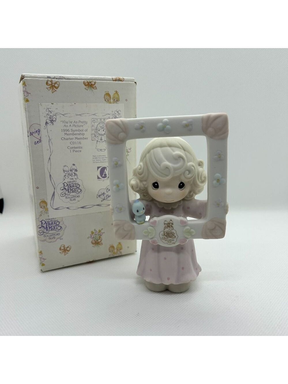 Precious Moments "You're as pretty as a picture" 1996 charter member figurine